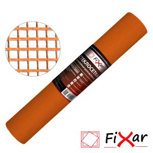 Стеклосетка штукатурная "Fixar" CCШ-160, 5х5 мм, разрыв 2000, оранжевая, рулон 1х50м